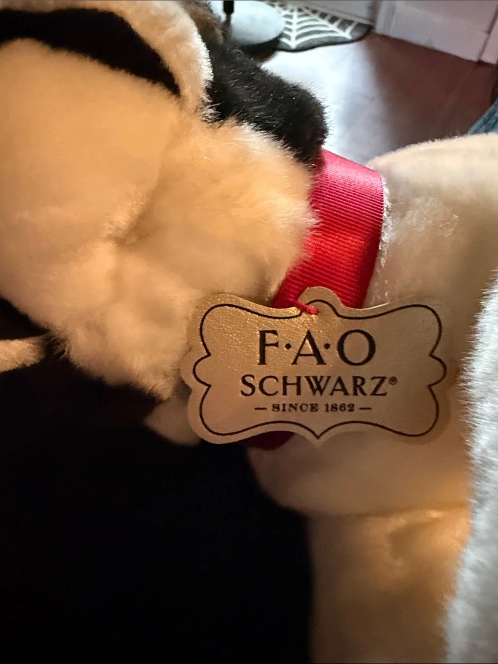 FAO Schwarz Black & White Plush Boston Terrier with Brand Tag